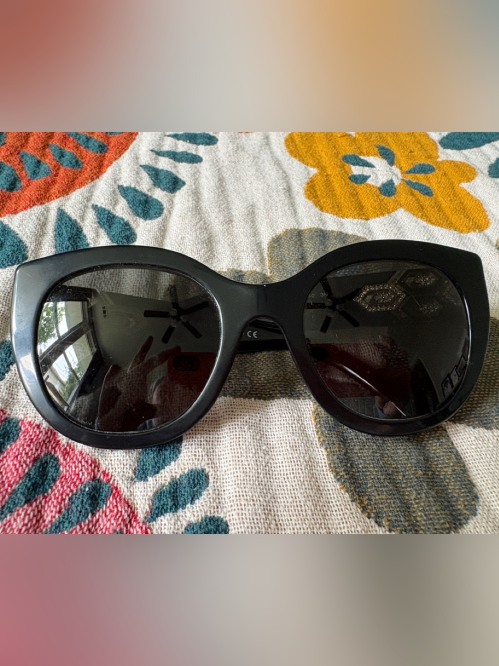 Bulgari Black Oversized Sunglasses Gold and Crystal Geometric design on side